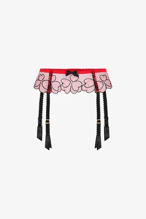Agent Provocateur Maysie Heart-embroidered Mesh Suspenders