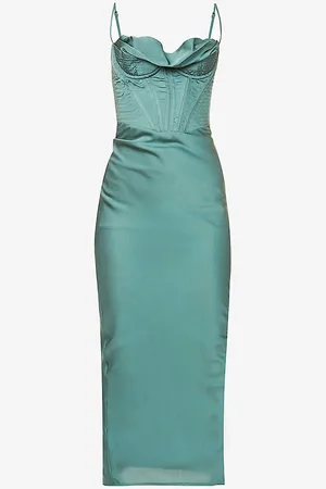 House Of Cb Charmaine Corset Satin Maxi Dress