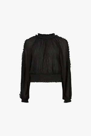 AllSaints Thallo Balloon-sleeve Recycled-polyester Top