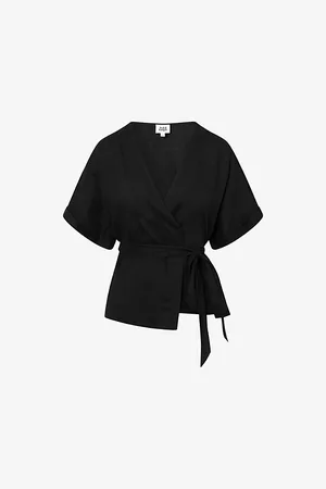 Twist & tango Reese Wrap-front Short-sleeve Linen Top