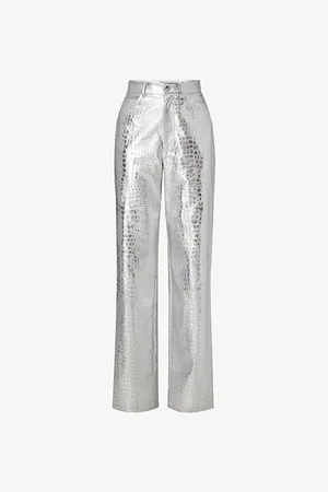 By Malina Daphne Metallic Straight-leg High-rise Woven Trousers