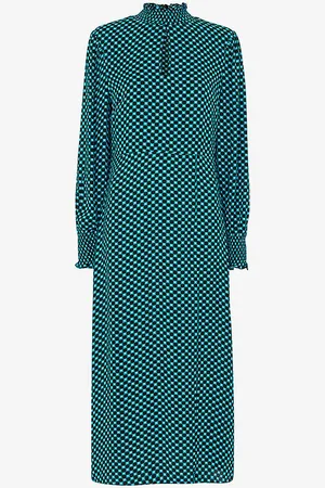 Whistles Star Check-print Viscose Midi Dress