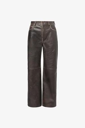 Reformation Veda Mid-rise Wide-leg Leather Trousers
