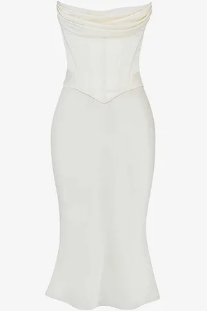 House Of Cb Sienna Strapless Corseted Stretch-satin Midi Dress