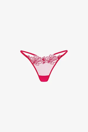 Agent Provocateur Juni Bow-embroidered Mid-rise Woven Thong
