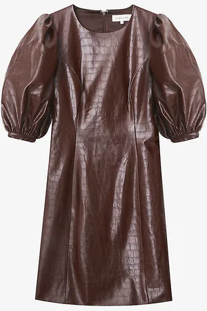 By Malina Vivianne Croc-effect Faux-leather Mini Dress