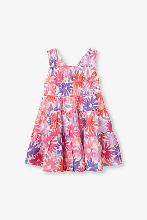 Benetton Floral-print V-neck Woven Party Dress 6-14 Years