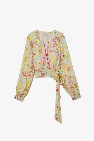 Reiss Lyla Buttercup-print Side-tie Woven Blouse