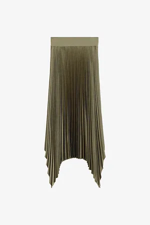 Joseph Ade Pleated Satin Midi Skirt