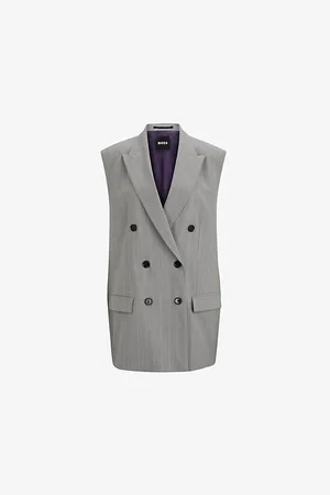 HUGO BOSS X Naomi Campbell Pinstriped Oversized-fit Wool Waistcoat