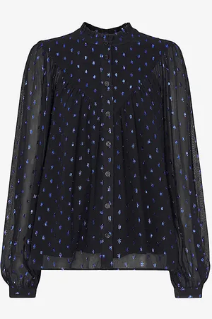 Whistles Mia Metallic-spot Relaxed-fit Woven Top