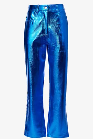 Amy Lynn Metallic Straight-leg Mid-rise Faux-leather Trousers