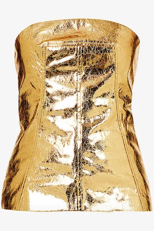 Amy Lynn Bandeau Metallic Faux-leather Top
