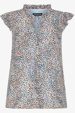 Whistles Graphic-print Ruffle-trim Woven Blouse