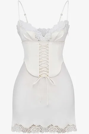 House Of Cb Soraya Lace-trimmed Satin Mini Dress