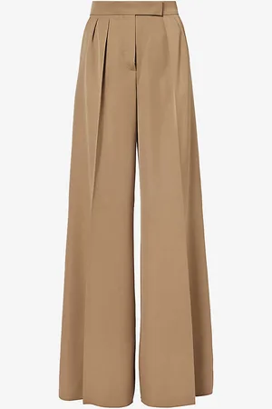 Max Mara Libbra Pleated Wide-leg High-rise Wool-blend Trousers
