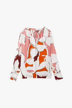 Reiss Tess Abstract-print Stretch-woven Blouse