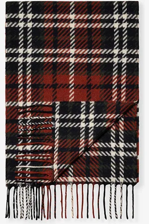 Eton Tassel-trim Check Wool Scarf