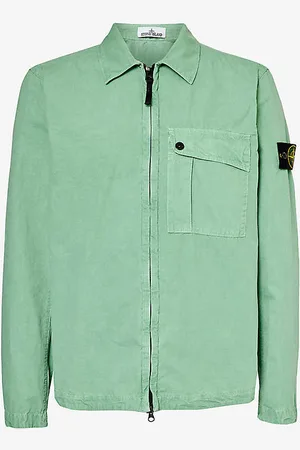 Stone Island Logo-badge Flap-pocket Regular-fit Cotton Shirt
