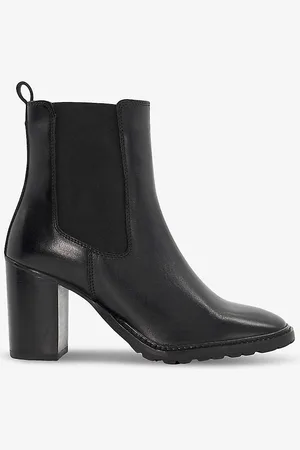 Dune Petition Square-toe Heeled Leather Ankle Boots