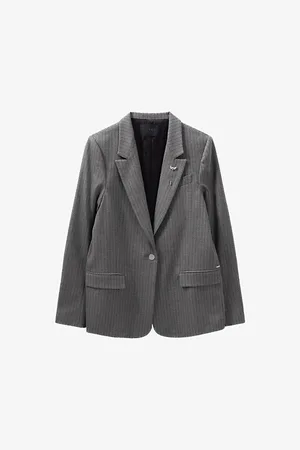 IKKS Stipe-pattern Single-breasted Stretch-woven Blazer