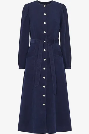 Whistles Angelica Belted Cotton Corduroy Midi Dress