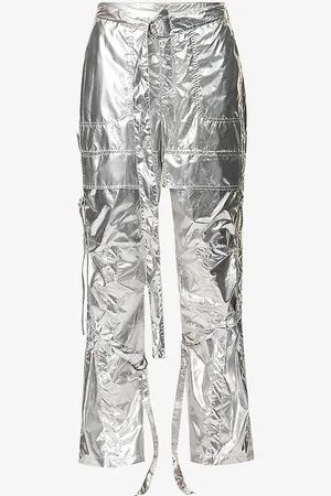 Amy Lynn Metallic Straight-leg Mid-rise Woven Trousers