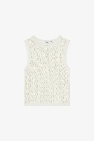 LK Bennett Ava Open-weave Round-neck Knitted Top