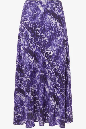 Whistles Glossy Leopard-print Woven Bias-cut Midi Skirt