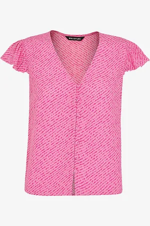 Whistles Graphic-print Ruffled-sleeve Woven Top
