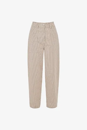 Whistles Tessa Stripe-pattern Mid-rise Straight-leg Cotton-blend Trousers