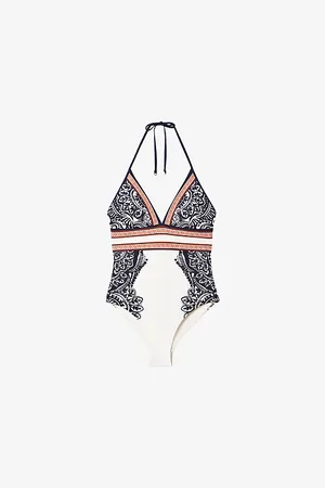 Reiss Monica Scarf-print Stretch-nylon Swimsuit