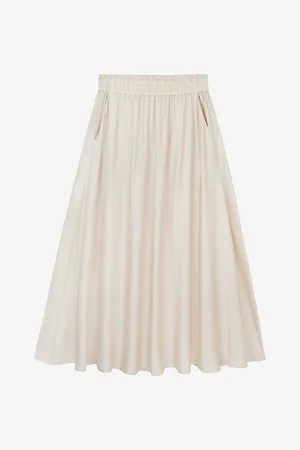 The White Company Pleated Mid-rise Satin Midi Skirt