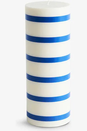 Hay Check-pattern Large Wax Column Candle 25cm
