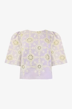 Ro&Zo Broderie Cropped Cotton Top