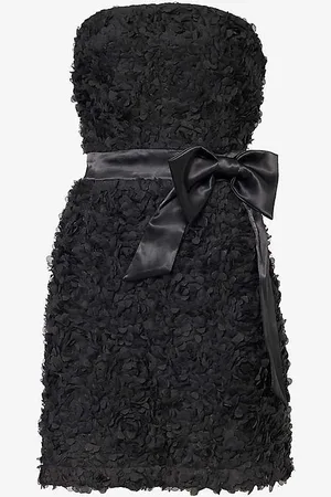 Amy Lynn Floral-appliqué Bow-embellished Woven Mini Dress