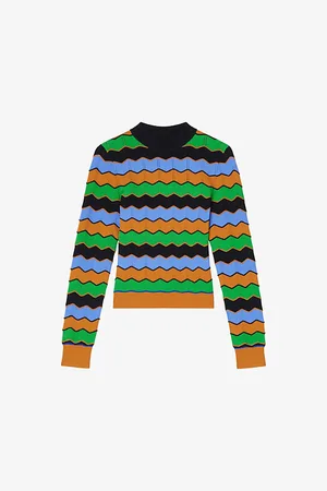 LK Bennett Elina Wavy Zig-zag Stretch-knitted Jumper