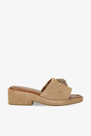 Kurt Geiger Kensington Quilted Suede Flatform Mules