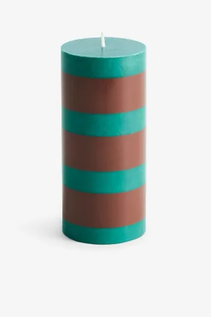 Hay Column Check-pattern Unscented Wax Candle 15cm