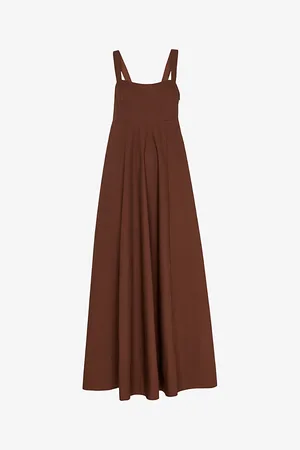 Whistles Anna Shirred-back Sleeveless Cotton Maxi Dress