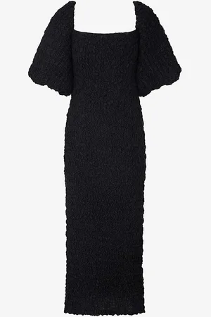 By Malina Carli Square-neck Smocked Woven Midi Dress