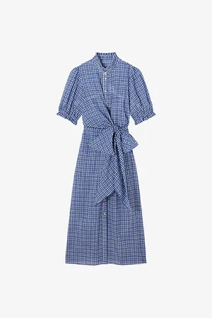 LK Bennett Soleil Check-print Seersucker Cotton-blend Midi Dress