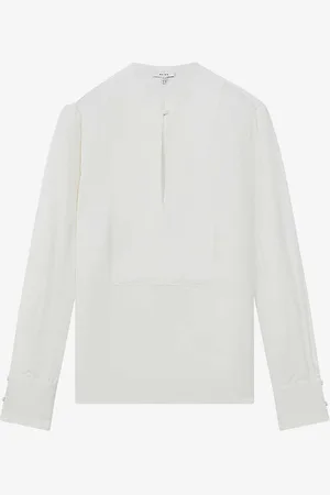 Reiss Emmy Grandad-collar Long-sleeve Woven Blouse
