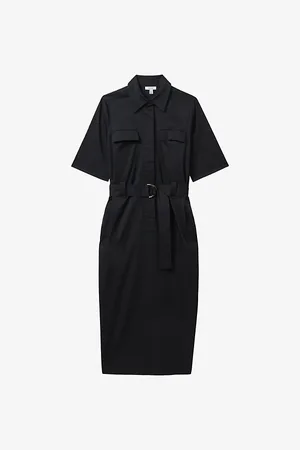 Reiss Aimie Utility Stretch Cotton-blend Midi Dress