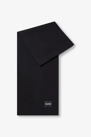 HUGO BOSS Logo-patch Woven-knit Scarf