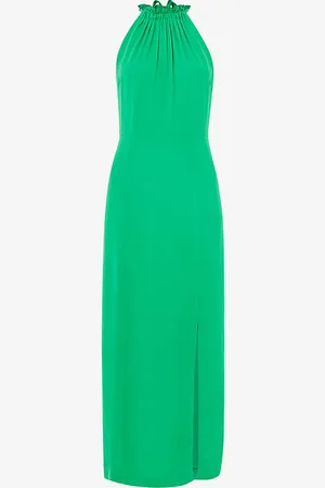 Whistles Eliza Halterneck Side-slit Woven Midi Dress