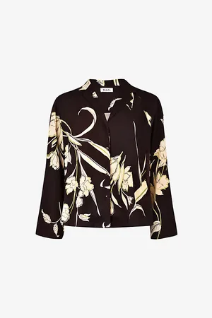 Ro&Zo Climbing-floral Oversized Recycled Polyester-blend Blouse