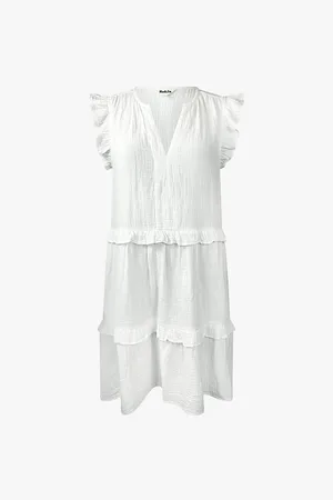 Ro&Zo V-neck Tiered-hem Cotton Mini Dress