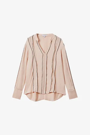 Reiss Mia Contrasting-trim Stretch-woven Blouse