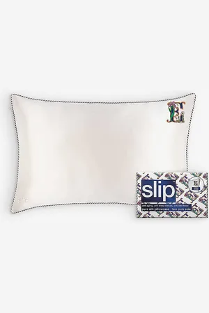 Slip Queen Letter-embroidered Silk Pillowcase 51cm X 76cm